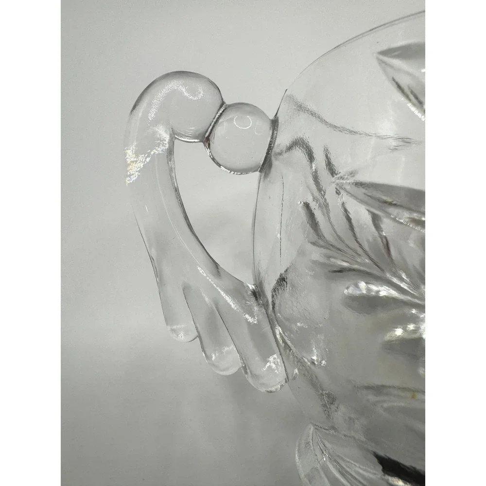 Clear Indiana Glass Willow Leaf Pattern Creamer‎ and Sugar Bowl 1950s Vintage